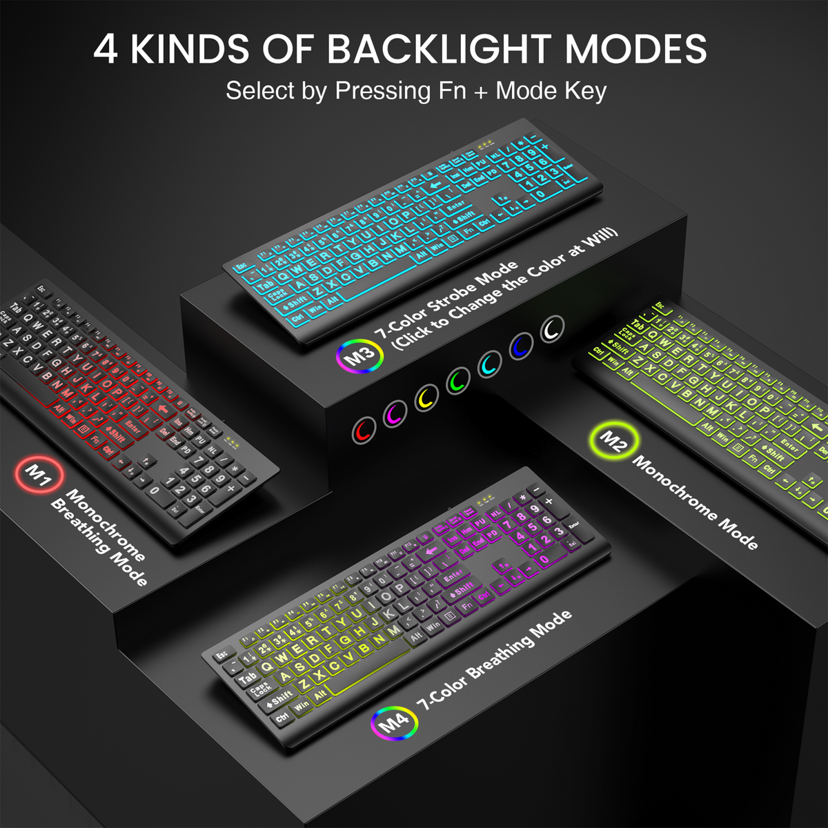 Clavier filaire ergonomique rétroéclairé à grands caractères