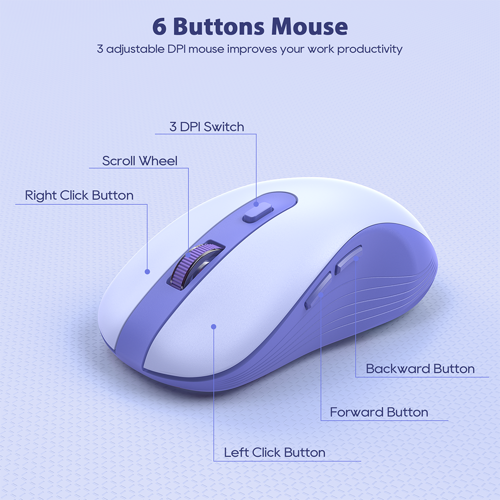 Ensemble clavier et souris sans fil avec support pour téléphone style rétro – violet