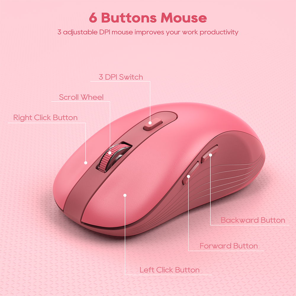Ensemble clavier et souris sans fil ergonomique avec support pour téléphone style rétro – rose