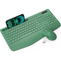 Ensemble clavier et souris sans fil ergonomique avec repose-poignets avec support pour téléphone, 2,4 GHz – vert sauge