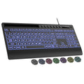 Clavier filaire ergonomique rétroéclairé silencieux à grands caractères avec repose-poignets avec support pour téléphone