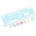 Clavier filaire ergonomique rétroéclairé à grands caractères – blanc