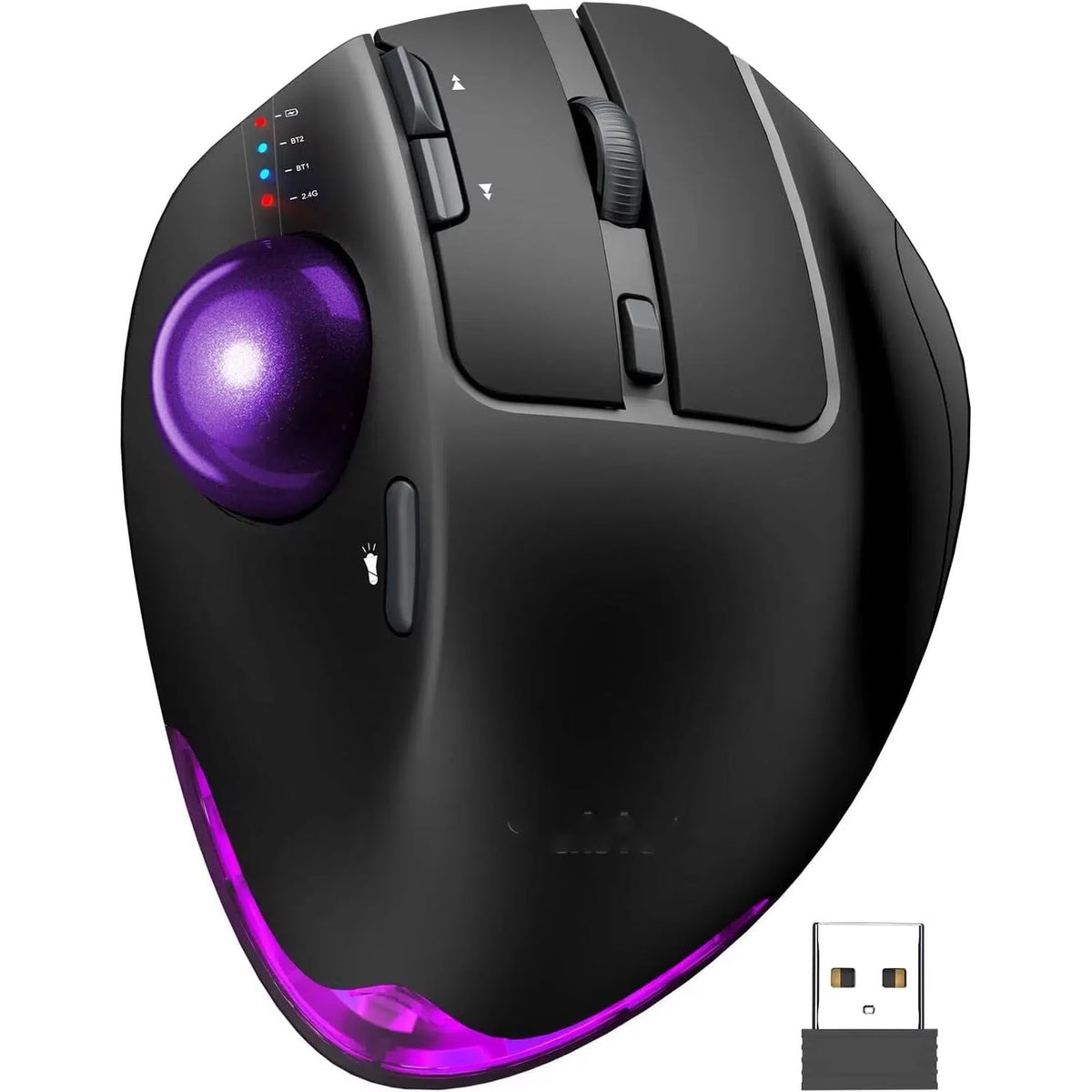 Souris trackball ergonomique sans fil rechargeable silencieuse – violet