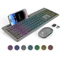 Ensemble clavier et souris sans fil rechargeable rétroéclairé RGB silencieux, 2,4 GHz – blanc
