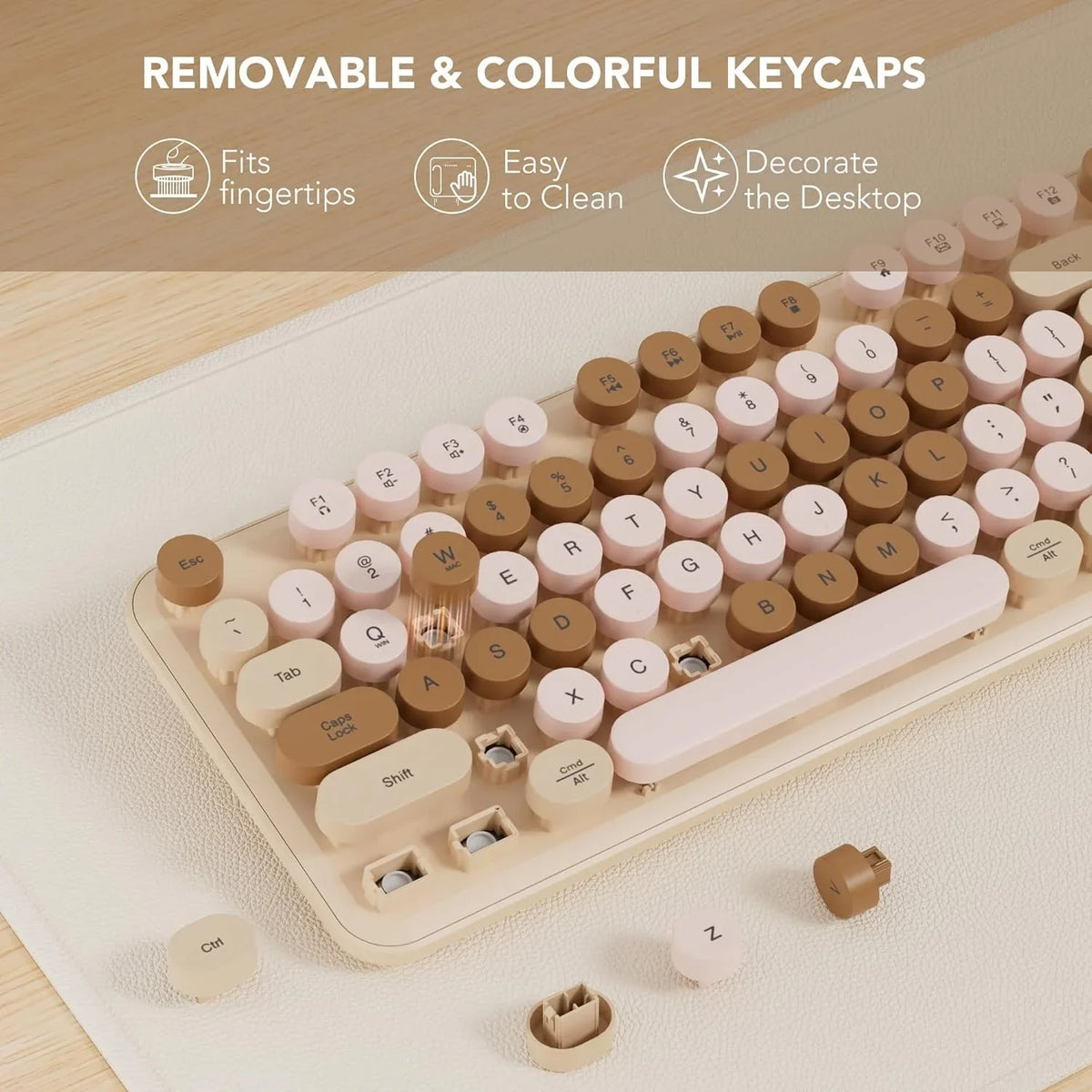 Ensemble clavier et souris sans fil ergonomique avec repose-poignets style rétro, 2,4 GHz