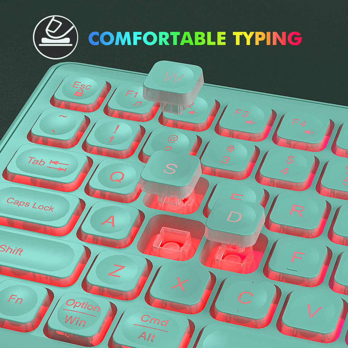 Ensemble clavier et souris sans fil rechargeable rétroéclairé RGB, 2,4 GHz – noir